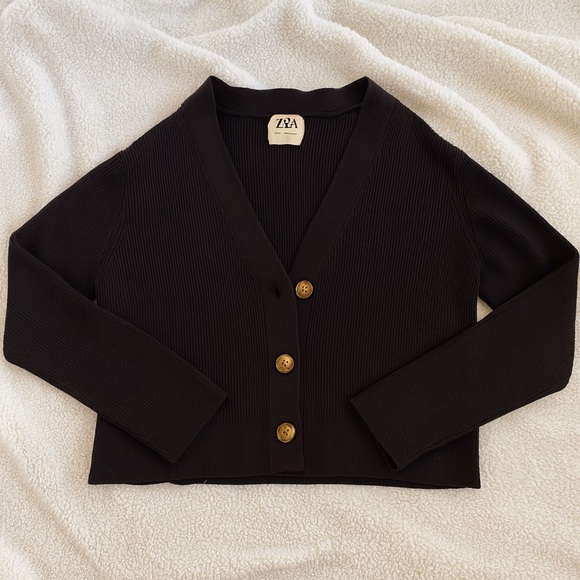 Zara kids size 13-14 years black ribbed cardigan - Picture 1 of 3